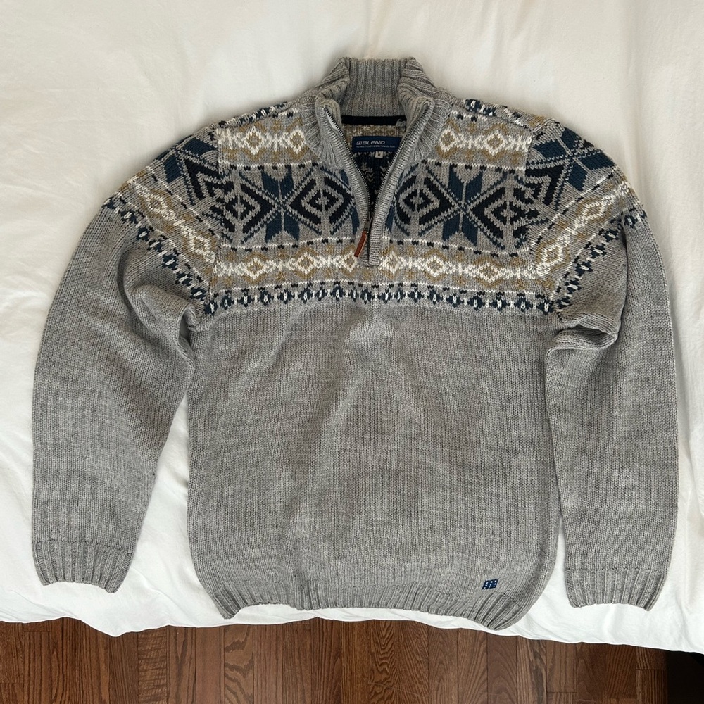 Blend Fair Isle 1/4 zip sweater